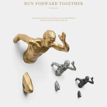 Nordic Resin Rock Climbing Statue Sports Running Man Wall Sculpture Decor Figur image 10