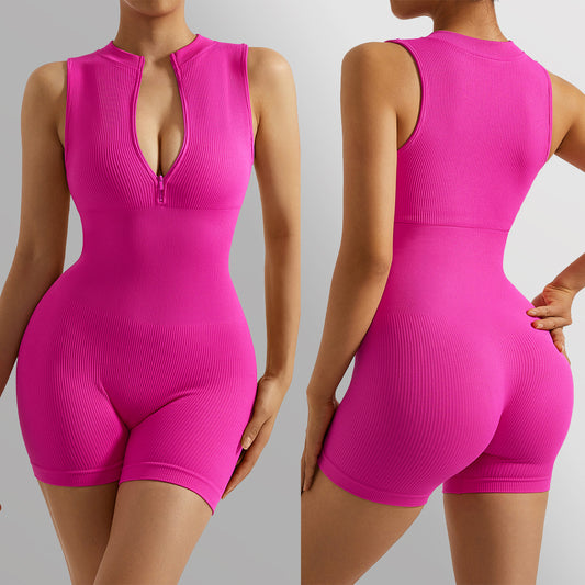 Spring Summer Sleeveless Jumpsuits Women Overalls Fashion Zipper O Neck Sporty image 0