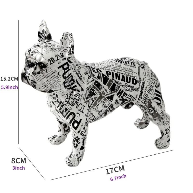 Colorful Standing French Bulldog Resin Statue Decoration, Pet Dog DIY Graffiti image 3