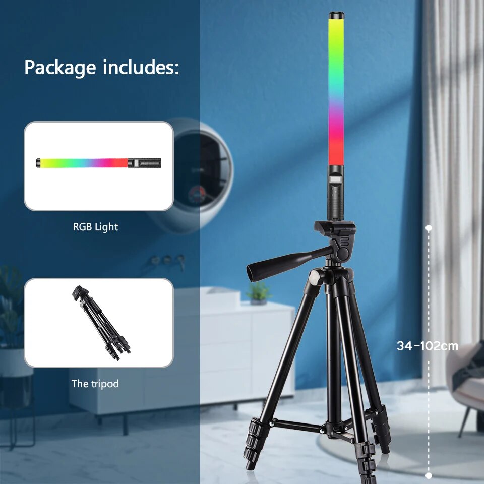 RGB Light Stick Wand With Tripod Stand Party Colorful LED Lamp Fill Light Handh image 4