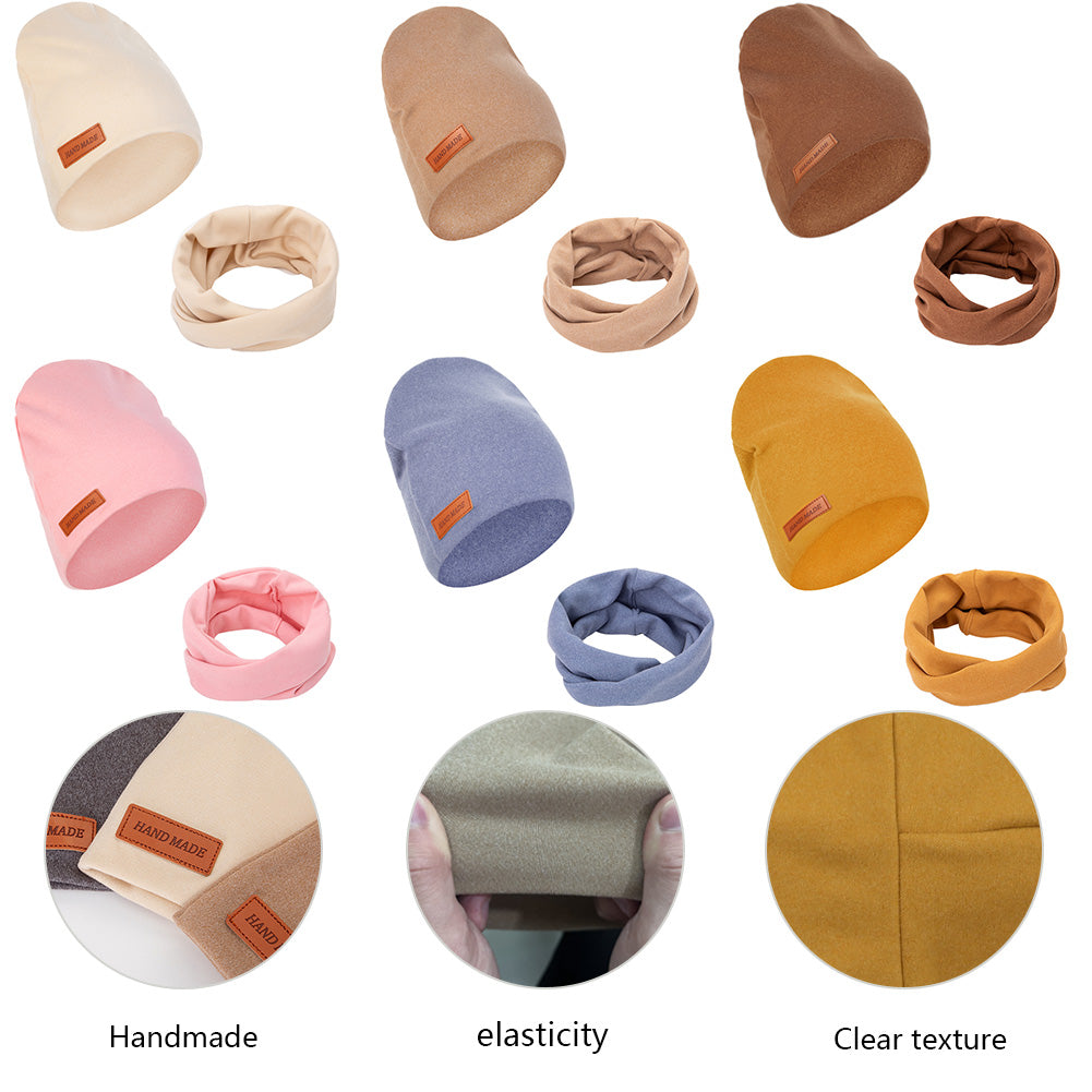 2Pcs/Lot Faux Cashmere Baby Turban Hats Scarf Set Newborn Kids Leather Stick Wi image 17