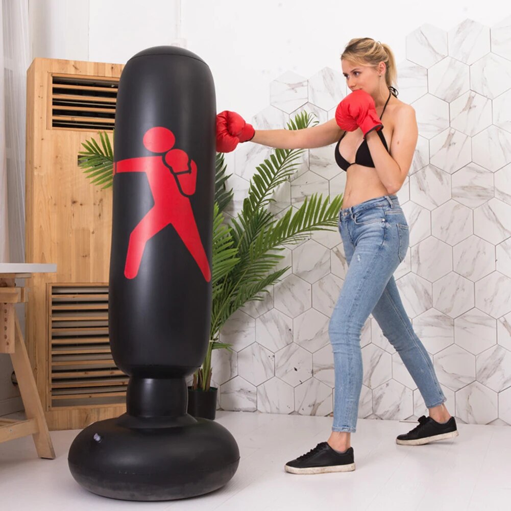 Inflatable Boxing Bag Training Pressure Relief Exercise Punch Standing Sandbags image 4