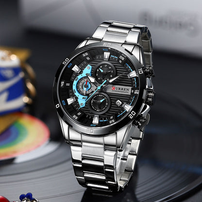 CURREN Stainless Steel Watches for Mens Creative Fashion Luminous Dial with Chr image 8