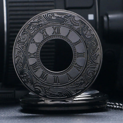 Vintage Charm Black Unisex Fashion Roman Number Quartz Steampunk Pocket Watch W image 6