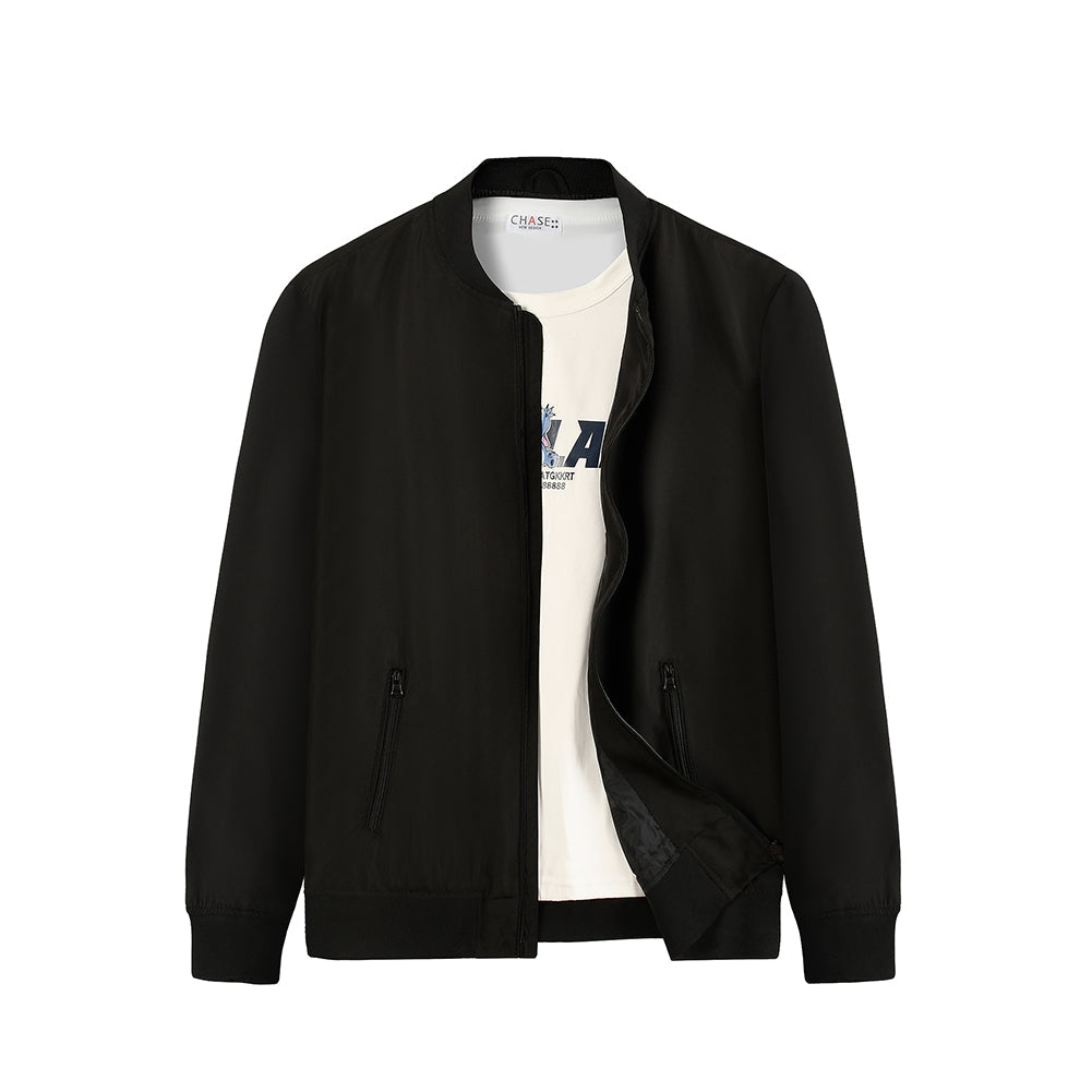 Men Bomber Jacket Fashion  Lightweight Windbreaker Spring Fall Casual