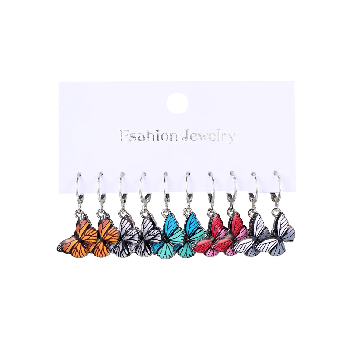 17KM Metal Butterfly Heart Hoop Earring Set for Women Girls Fashion Colorful Dr image 10