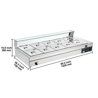 VEVOR Commercial Electric Soup Food Warmer with 3/6/10/12 Pans Stainless Steel image 3