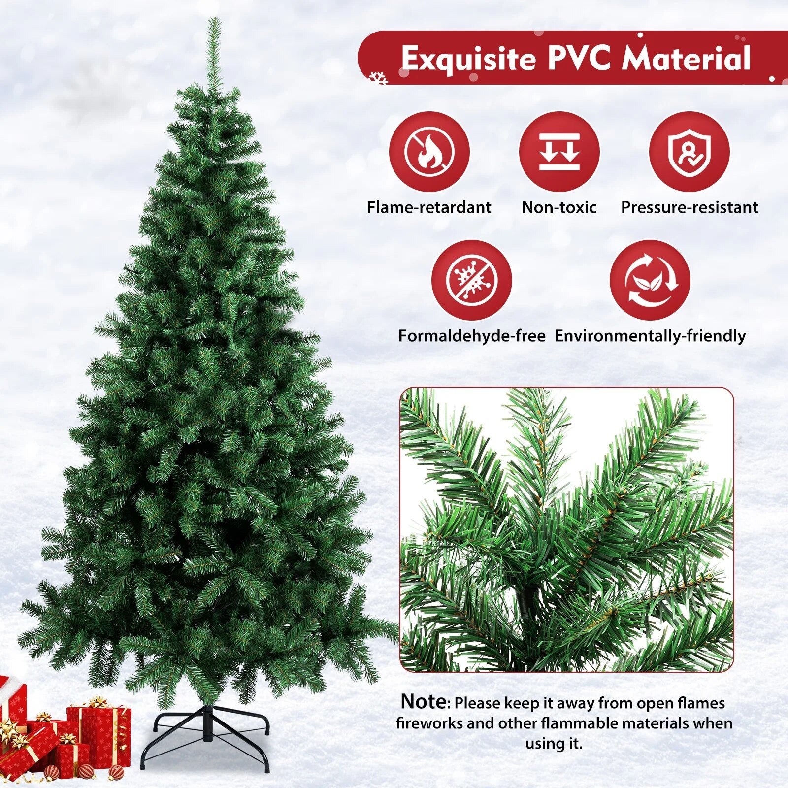 7FT Christmas Tree Artificial Christmas Tree Fake Fluffy Trees Holiday Decorati image 1