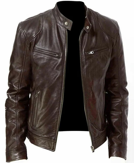 Retro Men's Leather Jacket - Vintage Style Coat  Rock and Roll Lovers Fashionab image 1