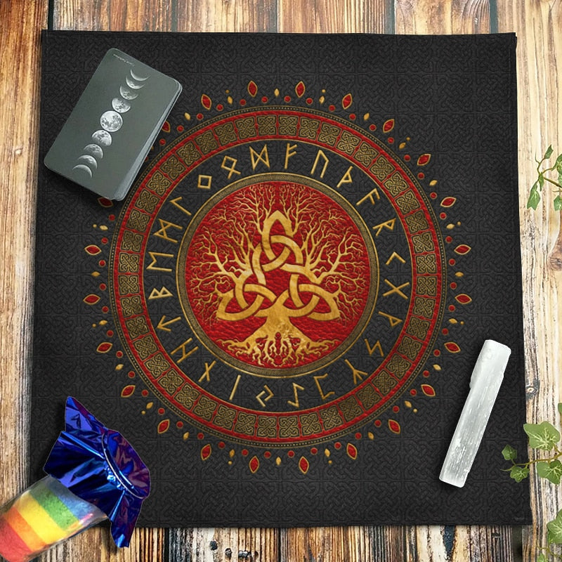 Tree Of Life Tarot Tablecloth Spiritual Rune Celtic Knot Altar Cloth Pagan Divi image 1