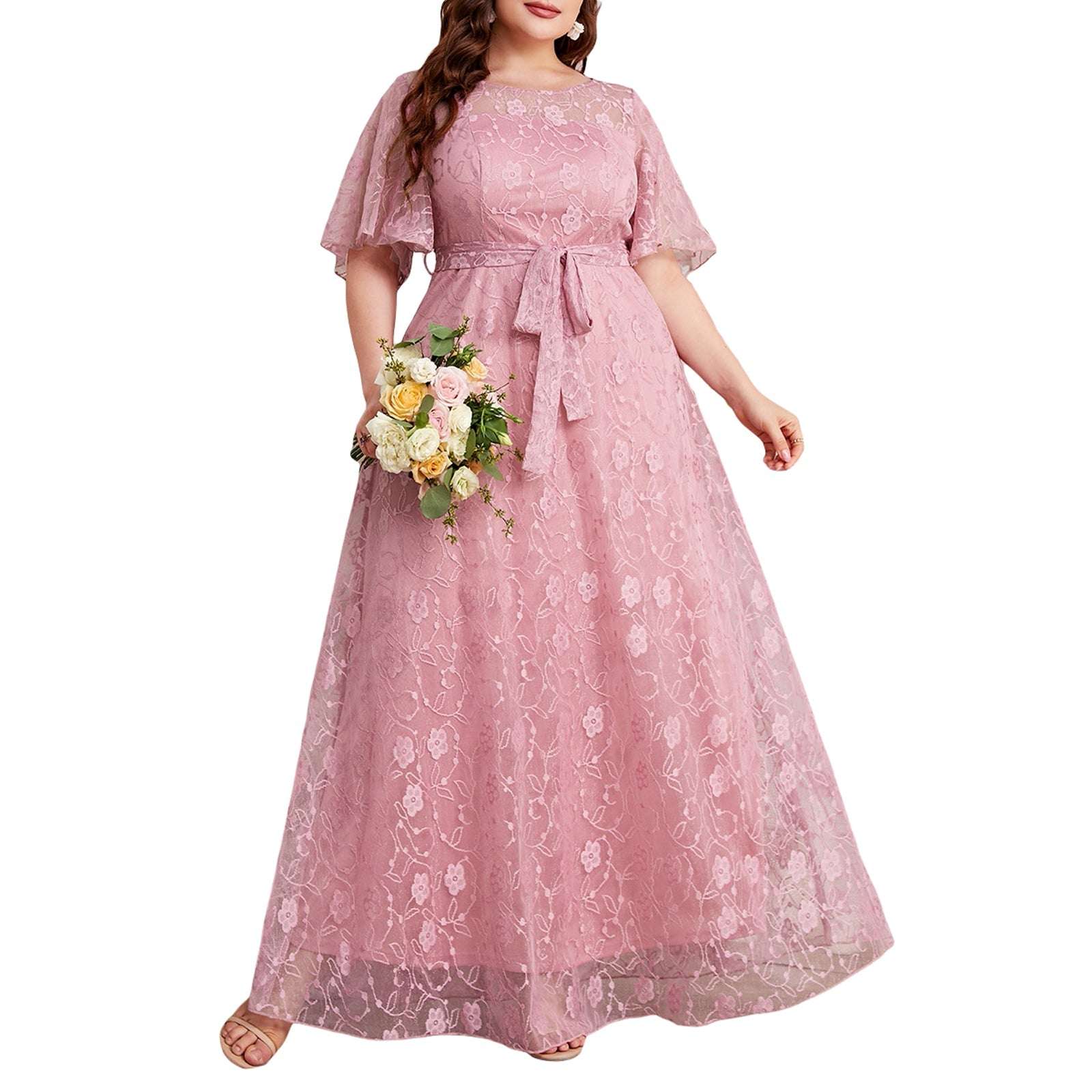 Women'S Plus Size Dress V-Neck Sleeveless Floral Print Maxi Dress With Be