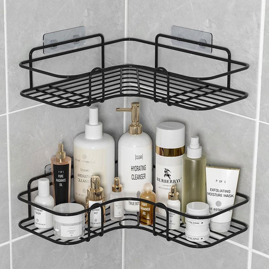 No-Drill Bathroom Corner Triangle Shelf  Wall Mounted Single Tier Caddy