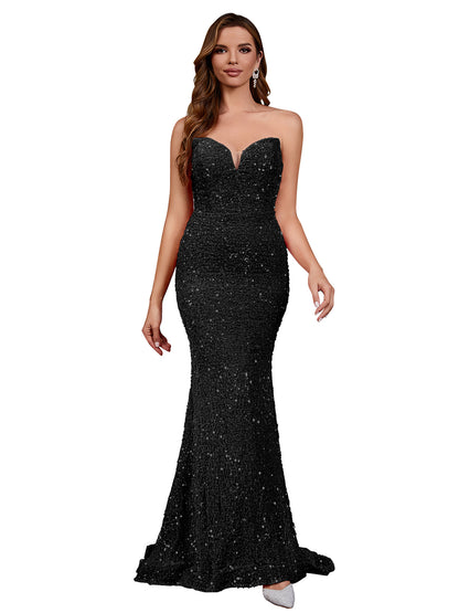 Sparkly Sequin Elegant Long Evening Dresses 2024 Women's Formal Party Dresses S image 4