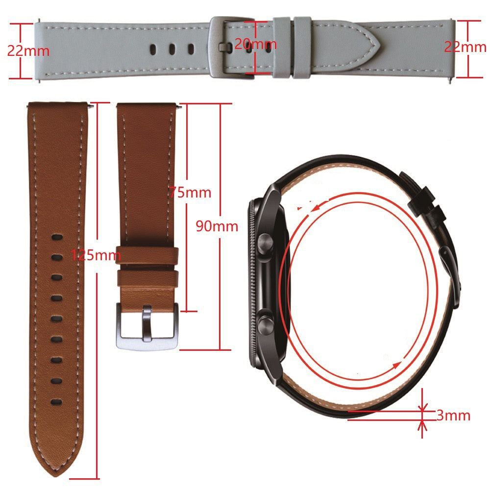 22mm 20mm Leather Bracelet For Samsung Galaxy Watch 3 41 45mm 46mm 42mm Strap F image 13