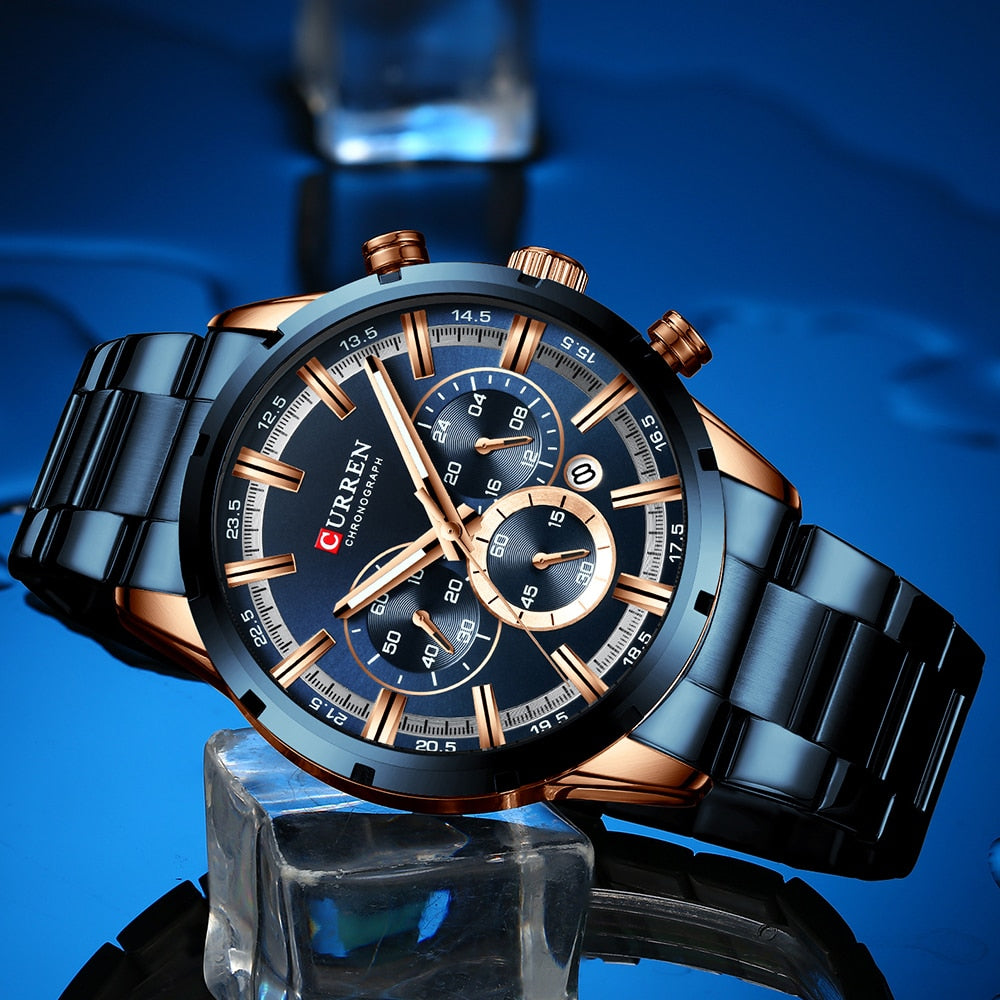 Curren Men's Watch Blue Dial Stainless Steel Band Date Mens Business Male Watch image 6
