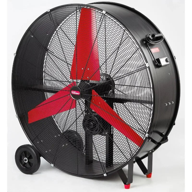 Hyper Tough 42 " Commercial & Indrustrial Belt Drive Drum Fan Red & Black image 1