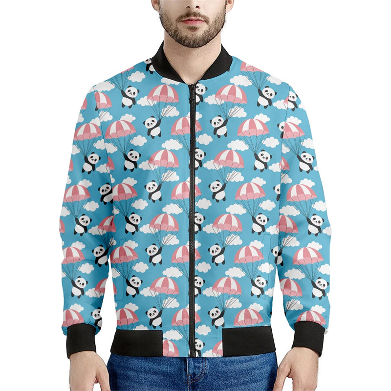 Kawaii Cartoon Panda Graphic 3D Print Men Women Flight Jacket Harajuku Hip Hop  image 4