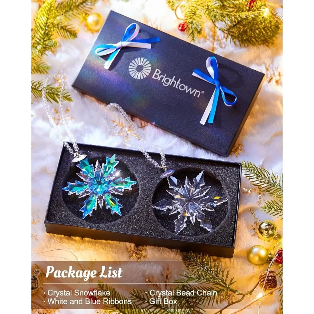 Snowflake Ornaments, 2 Packs 4" Snowflake Crystal Christmas Ornaments, Christma image 4