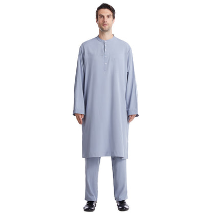 Muslim Robe Arab Men Thobe Ramadan Two Pieces Set Solid Color Arabic Pakistan S image 0