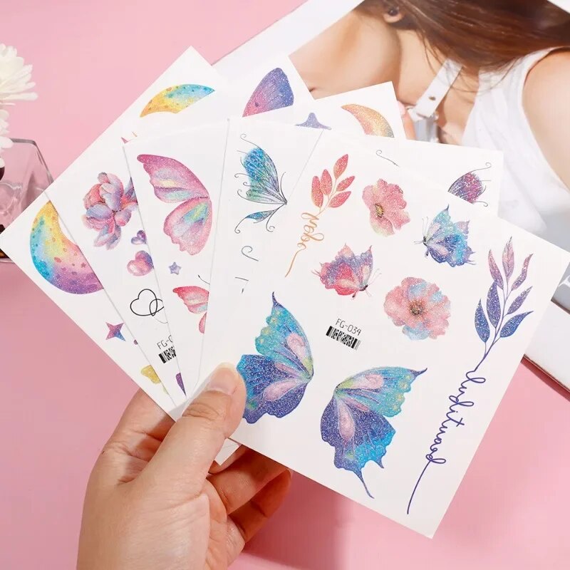 1PC Fairy Butterfly Shiny Tattoo Sticker Waterproof Eyes Face Hand Body Art Fak image 10