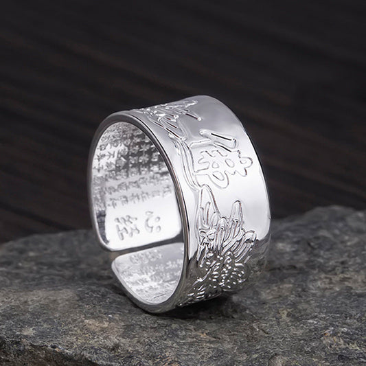 Ancient Silver Ring Creative Natal Buddha Ring Buddhist Jewelry Personalized Ri