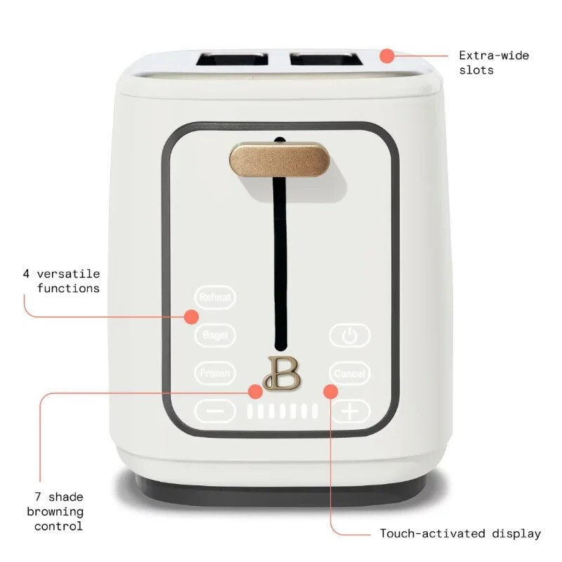 2 Slice Touchscreen Toaster, White Icing By Drew Barrymore  Multifunction Break image 9