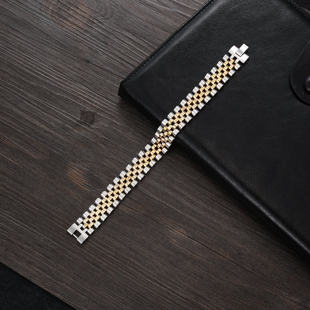 Luxury Gold Color Stainless Steel Bracelet 200mm Wristband Men Jewelry Bracelet image 8
