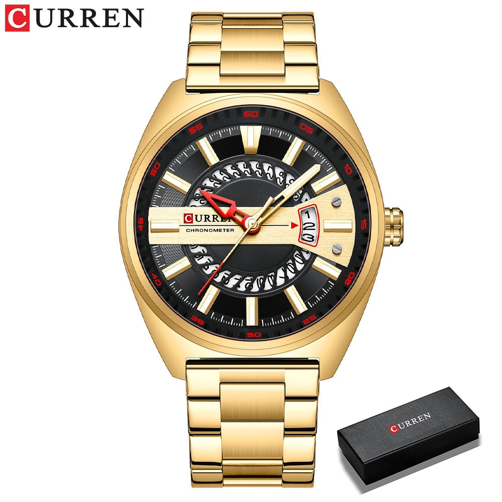 CURREN Men Watch Stainless Steel Band Luxury Quartz Wristwatches for Male Creat image 0