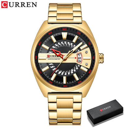CURREN Men Watch Stainless Steel Band Luxury Quartz Wristwatches for Male Creat image 0