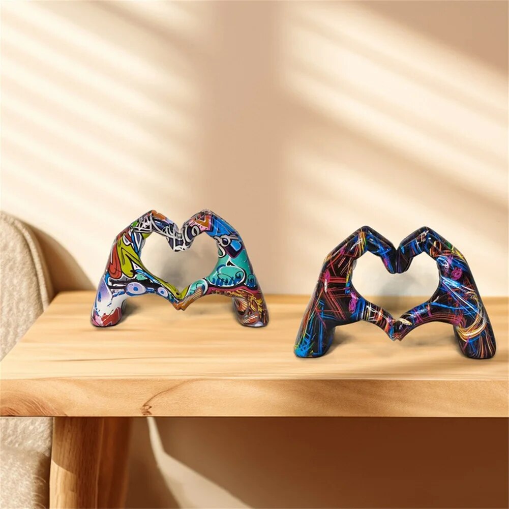Personalized Heart Gesture Resin Statue Home Decoration Modern Art Hand Love Ab image 8