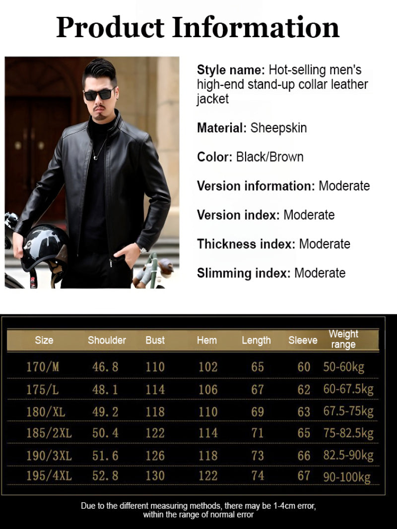 Middleaged and elderly men's Pu leather jacket standup collar spring blouse cas image 7