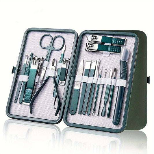 Professional 7-18 Piece Nail Care Kit Stainless Steel Manicure & Pedicure Set W