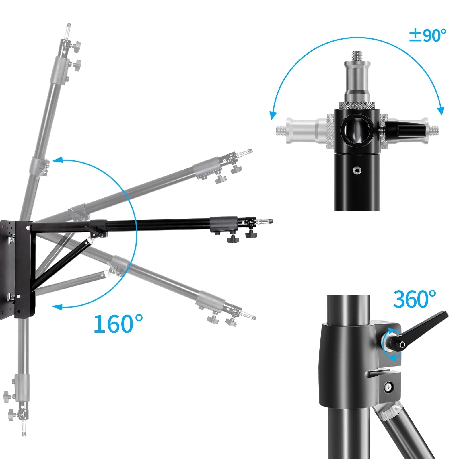 170cm 135cm Heavy Wall Mount Boom Arm Projector Bracket for Photography Studio