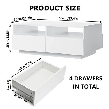 RGB LED Coffee Table High Gloss Simple Design Side Table for Living Room Furnit image 7