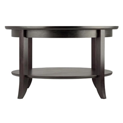 Wood Genoa Round Coffee Table with Glass Top, Espresso Finish image 3