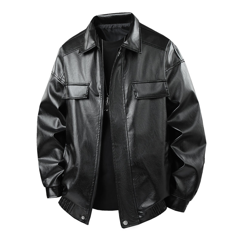 Men Fashion Trend Autumn Winter Outdoor Highquality Imitation Leather Jacket Co image 8