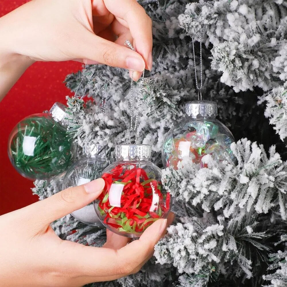100 Pieces 2.36 Inch Christmas Round Clear Plastic Ball Ornaments Bulk Hanging image 4