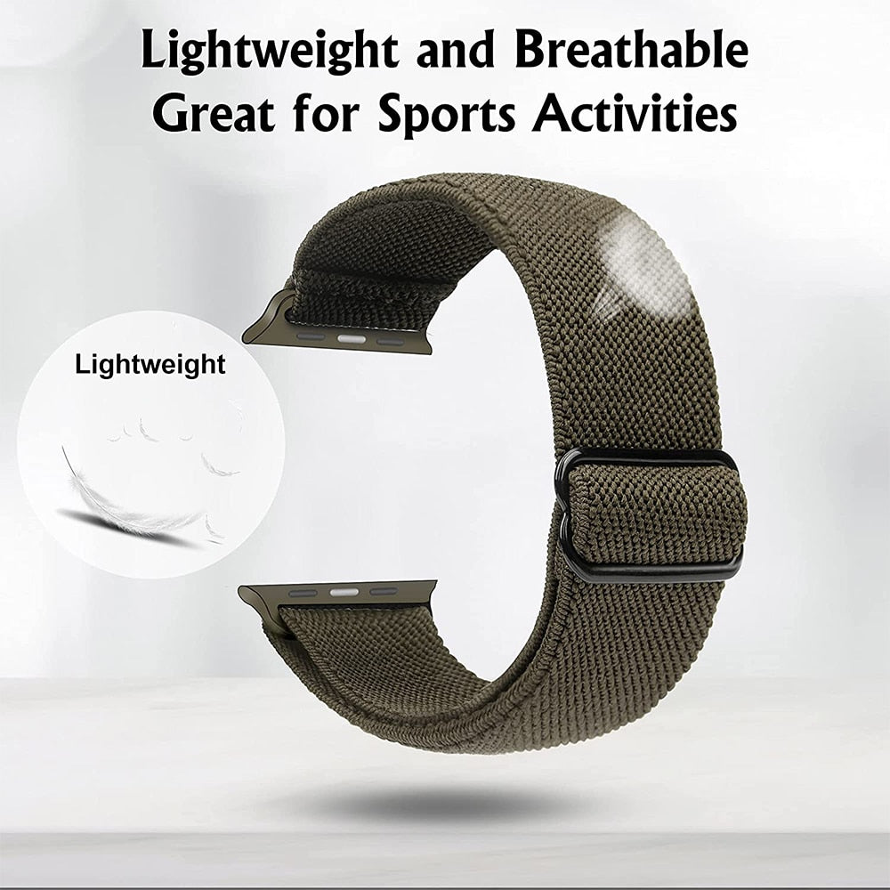 Nylon Strap for Apple Watch Band 7 8 45mm 41mm Adjustable Elastic Breathable Br image 8