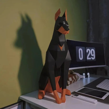 High Doberman Dog 3D Paper Model, Animal Sculpture Papercraft, DIY Paper, Geome image 4