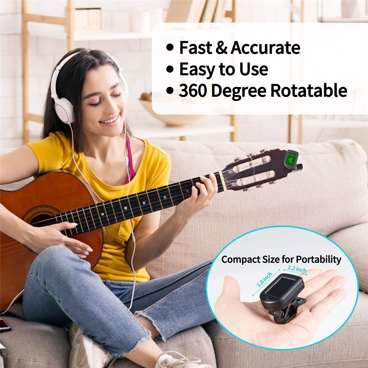 Guitar Tuner For All Instruments Clip on Electronic Tuner for Guitar Bass Ukule image 3