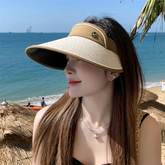 Large Brim Sun Hat for Women Summer Trip, UV Resistant Empty Top, Slim Face, Ve image 0