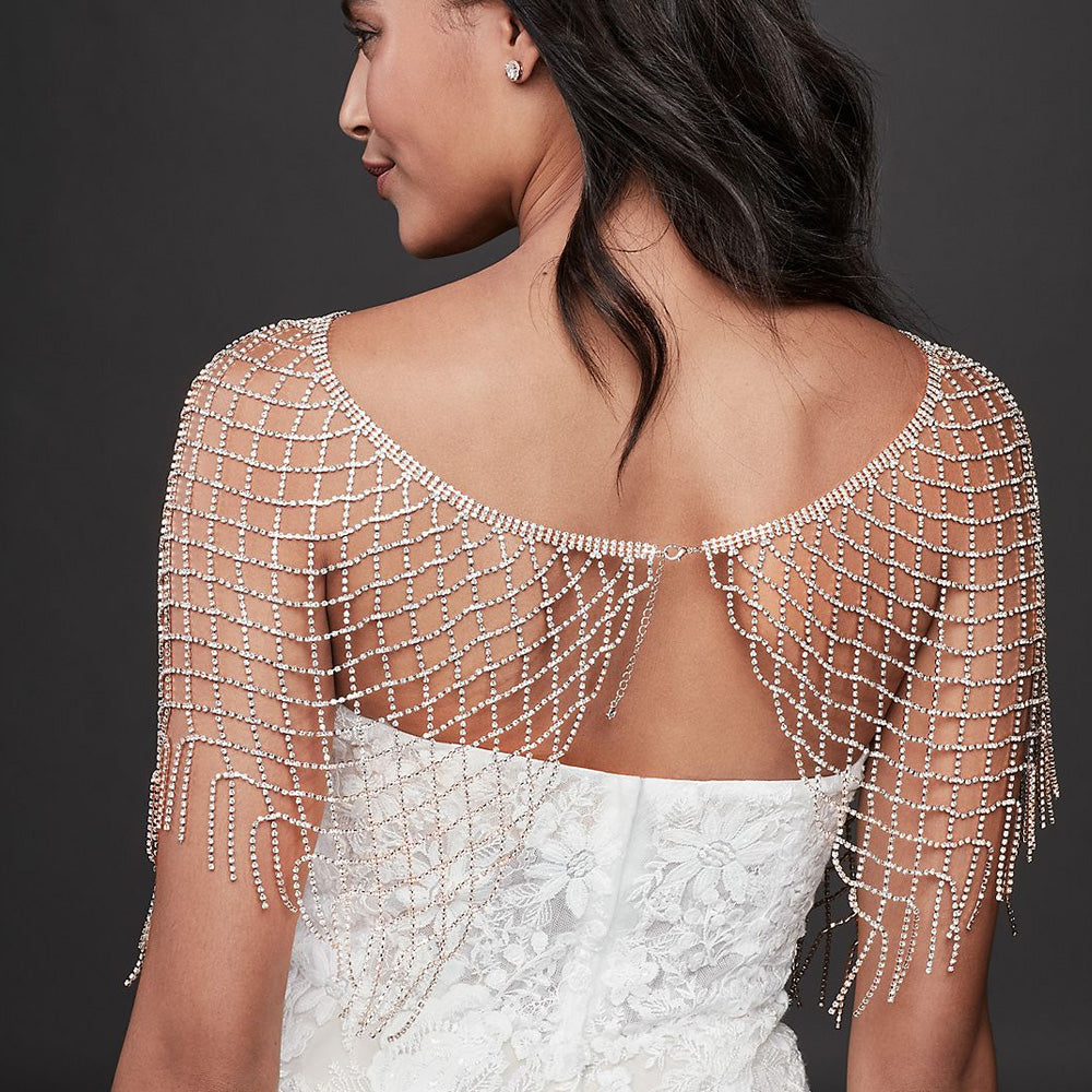 Stonefans Bridal Mesh Tassel Shoulder Chain Necklace Dress Accessories Wedding  image 2