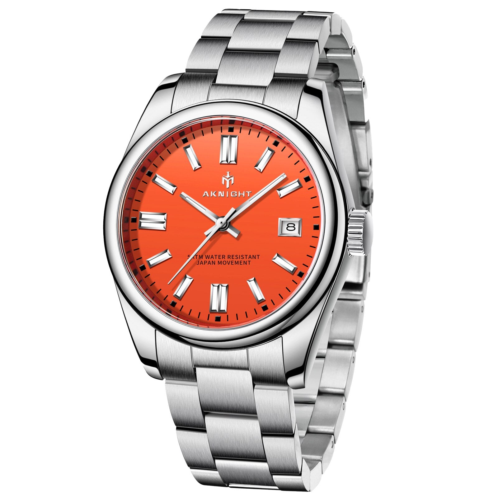 Watch for Men Orange Watch Dial Analog Quartz Wristwatches AKNIGHT Waterproof C image 1