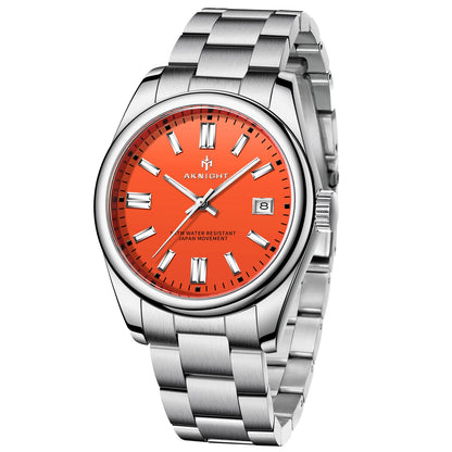 Watch for Men Orange Watch Dial Analog Quartz Wristwatches AKNIGHT Waterproof C image 1