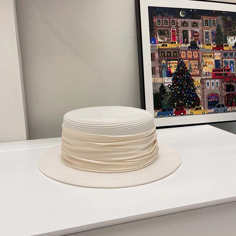 5cm brim summer straw hat for Women with sun shading and sun protection flat to image 23