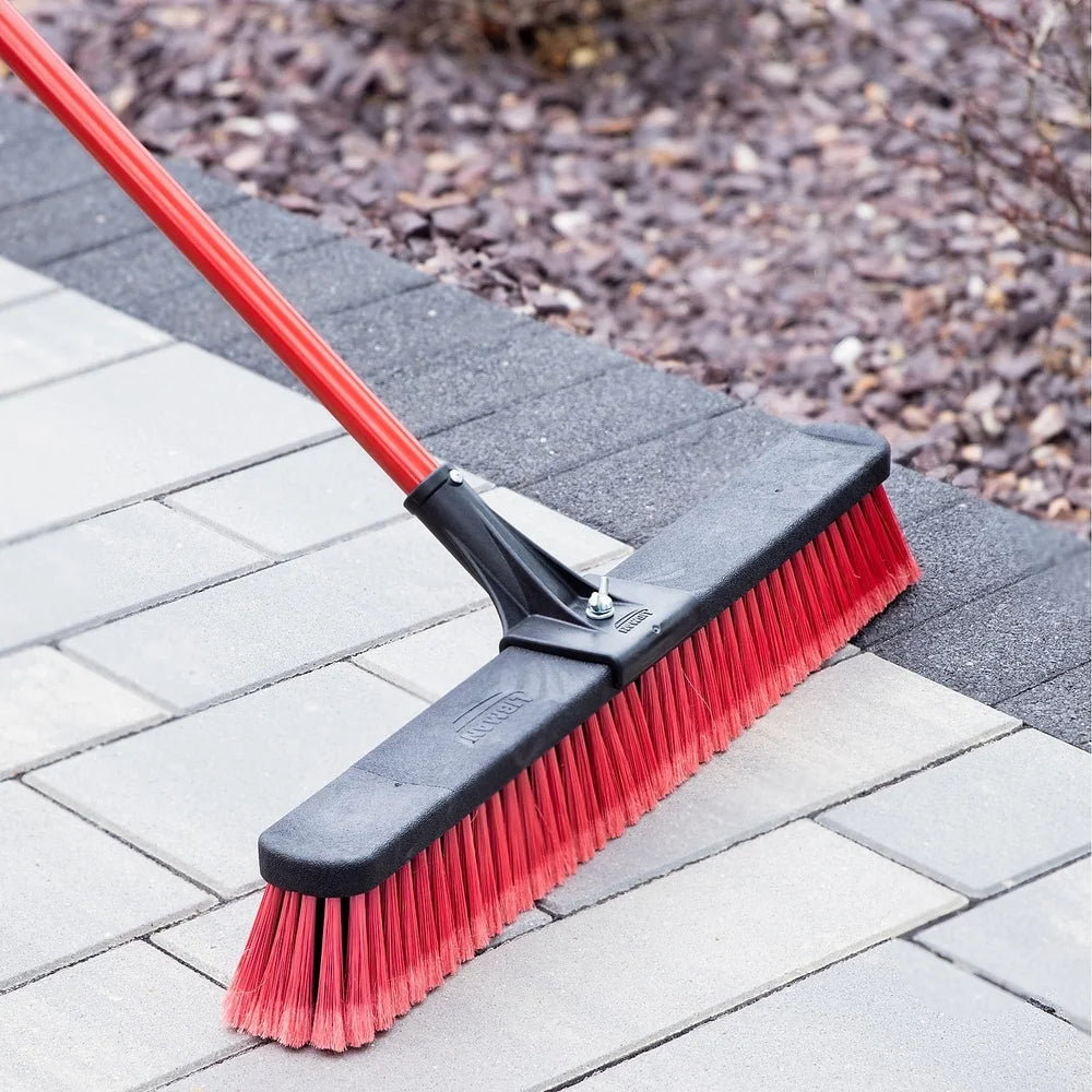 Durable 24 " Multi-Surface Push Broom with Heavy Duty Steel Handle Cleaning  image 3