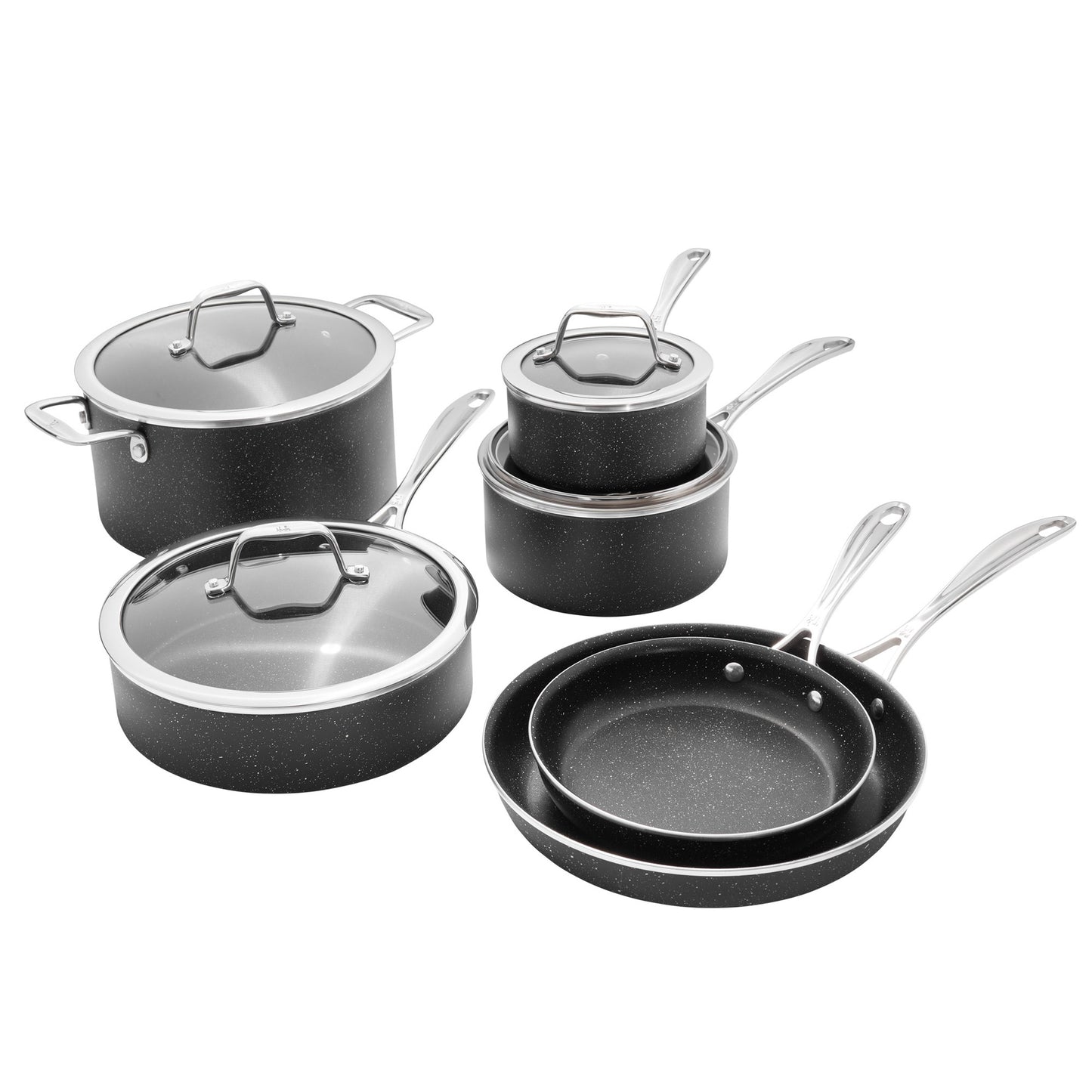 J.A. Henckels International Capri Granitium 10-Piece Non-Stick Cookware, Black image 1