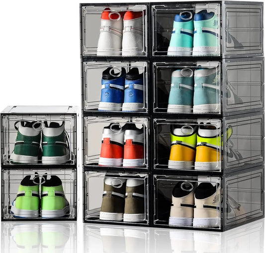 10 Pack Shoe Boxes Stackable,Upgraded Sturdy Shoe Storage Boxes with Clear Magn image 0