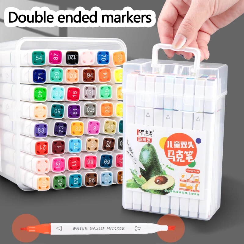 12/18/24/36/48 Colors Markers Pens Set Manga Highlighter Korean Stationery Draw