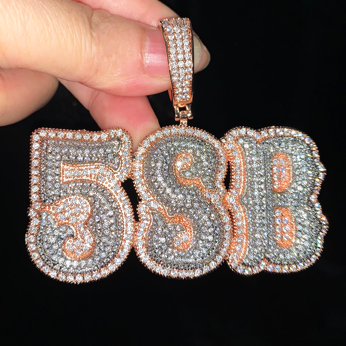 CUC NEW Custom Double Letter Name Pendant With Iced Out Zirconia Gold Silver Co image 8